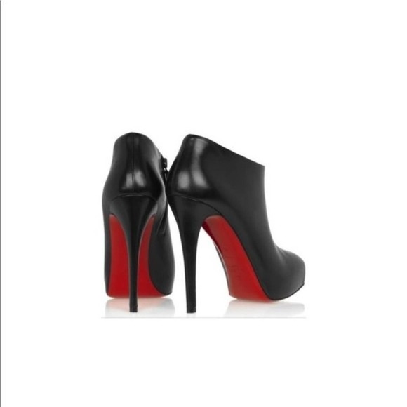 Christian Louboutin Shoes Heels Platform Ankle Boots Miss 120 Bootie Leather Bla - Picture 3 of 16